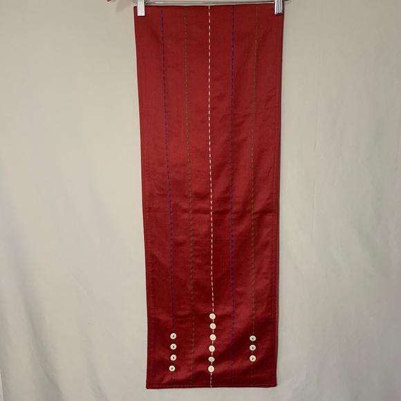 Table Runner 72 Inch Wine Embroidered Pattern Buttons Table Scape Decor Burgundy - Picture 1 of 8